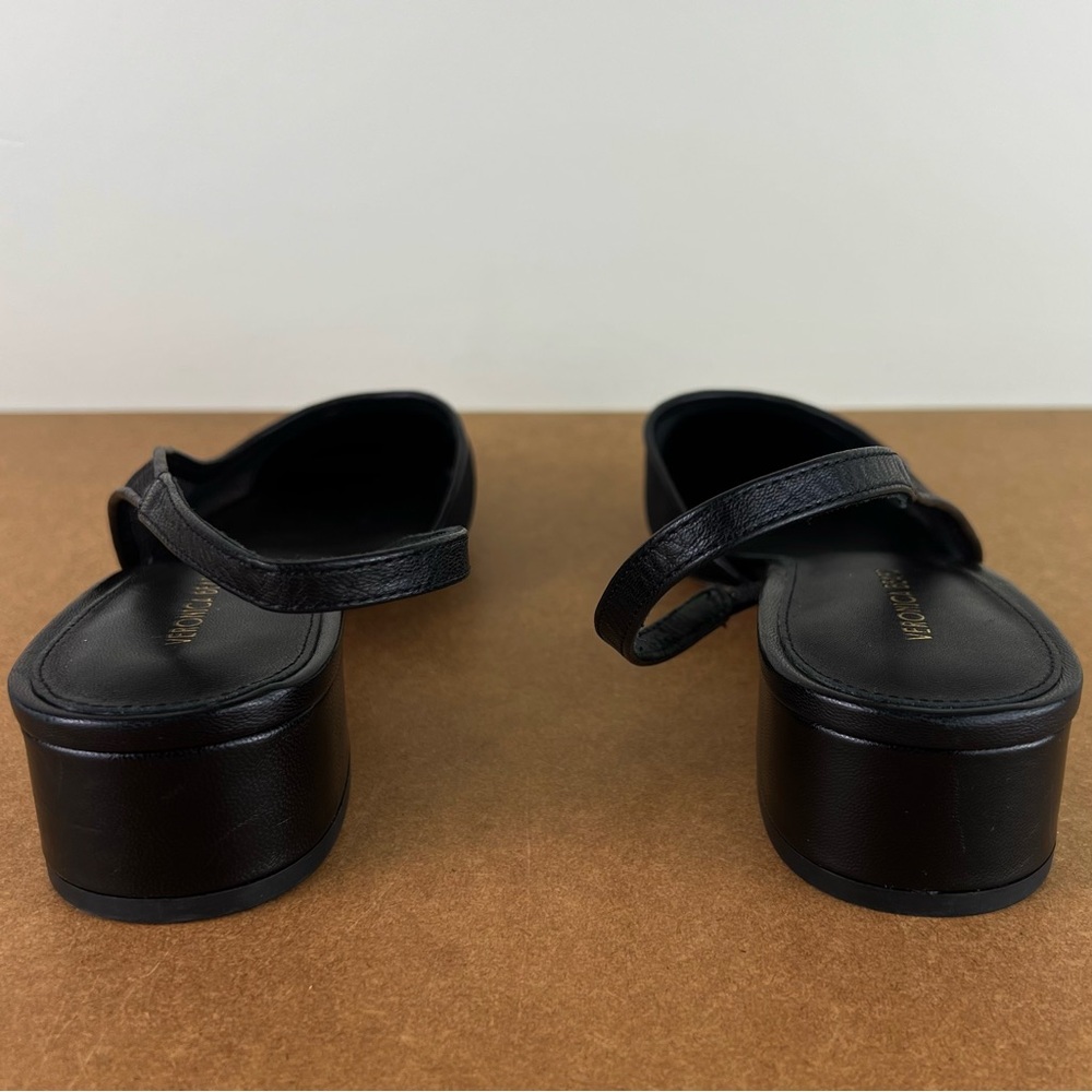 Veronica Beard Cecile Cap Toe Mesh Leather Trim Slingback Black 7.5 - Picture 5 of 13